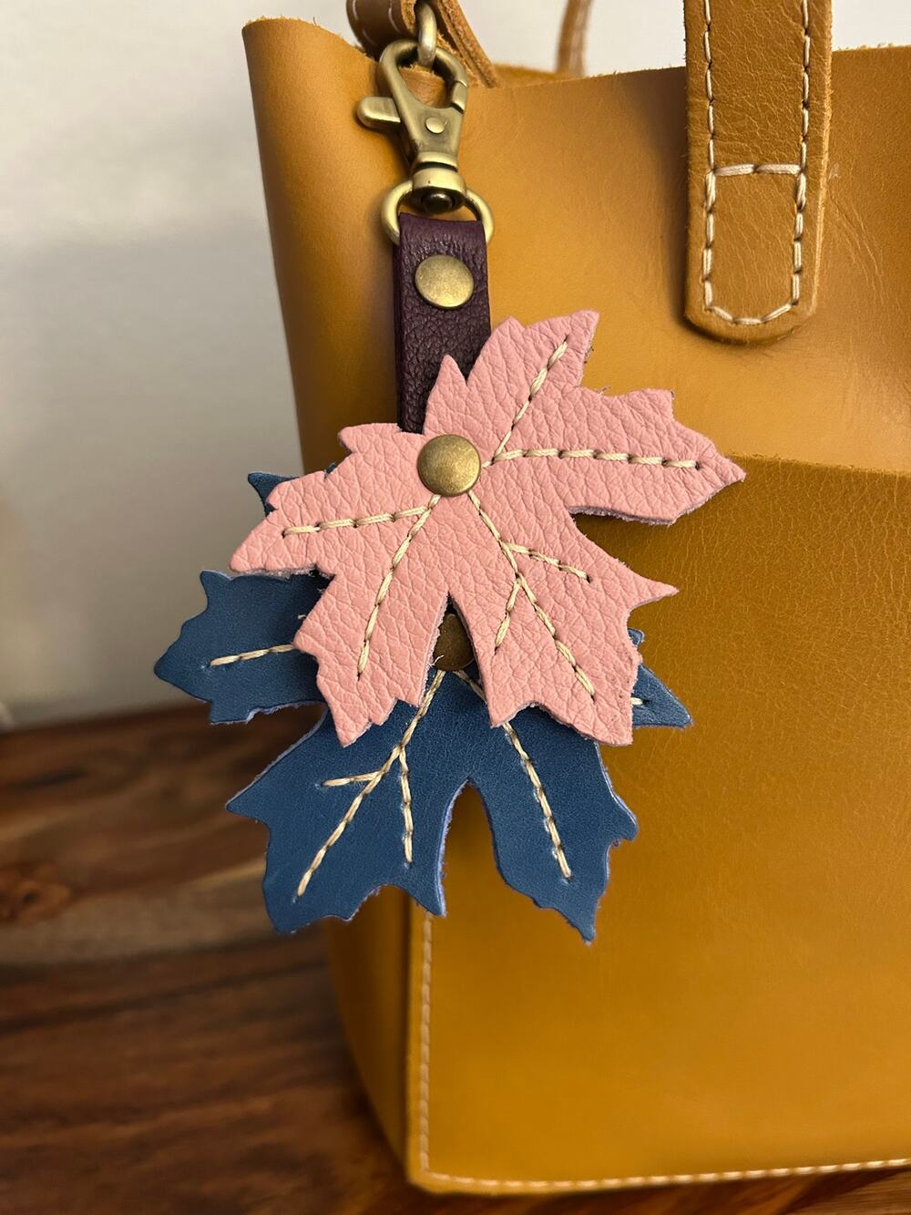 Portland Leather Maple Leaf Bag Charm NEW 2026 Pink Blue Bag Charm